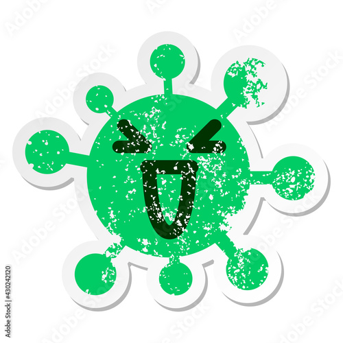 laughing mean virus distressed sticker