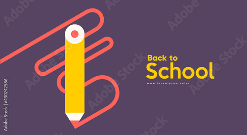 School backgrounds. A drawing pencil. Vector flat illustration. Back to School. Simple background for poster, cover, flyer.