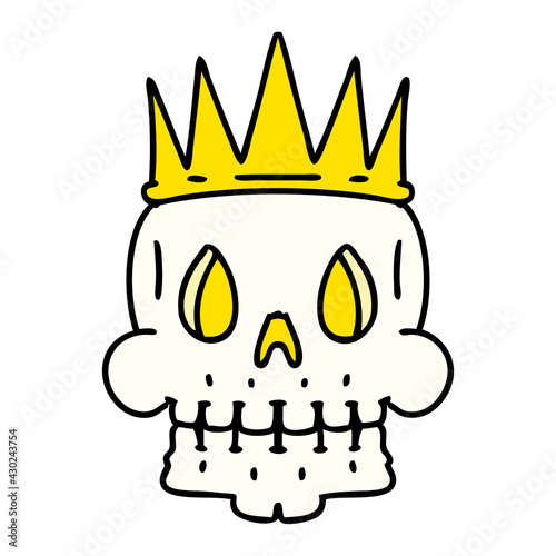 spooky skull wearing crown