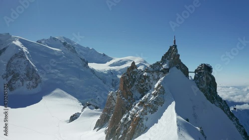 High mountain view of alpine peaks from a drone