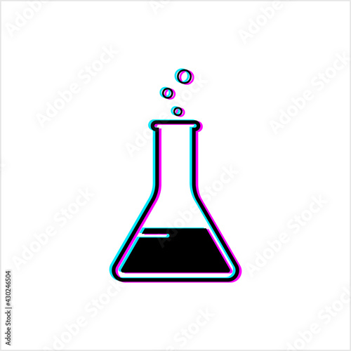 Laboratory Glass Beaker Glitch Icon, Chemistry Equipment