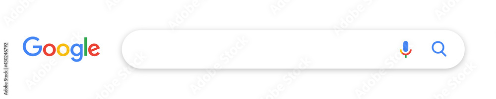 Google search bar. Isolated search bar window on white background
