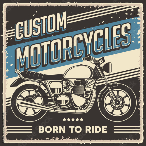 Retro Vintage Classic Motorcycle Poster