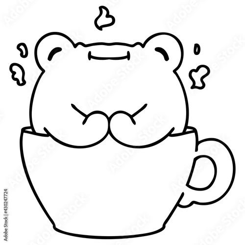cute frog sitting in coffee cup