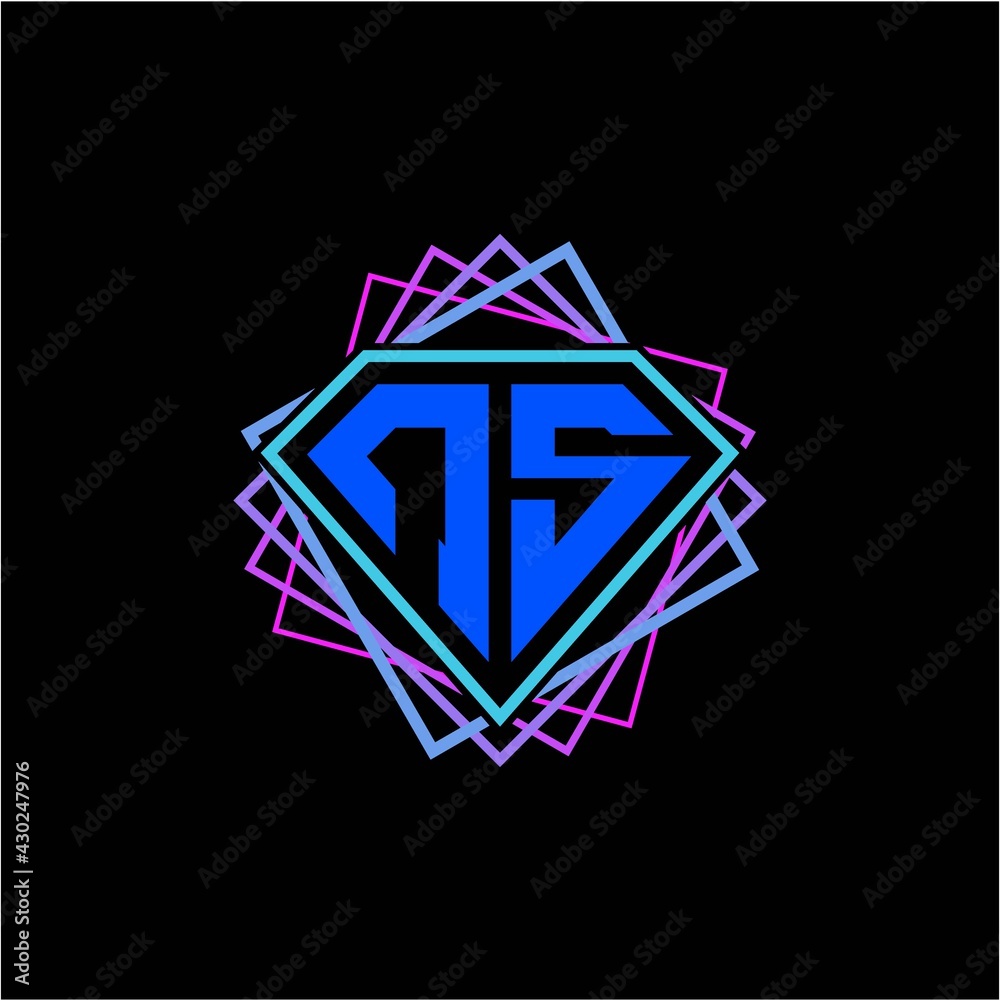 initial letter N S with diamond design and square ornament as decoration initial letter N S with diamond design and square ornament as decoration
