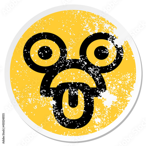 exhausted staring face circular sticker