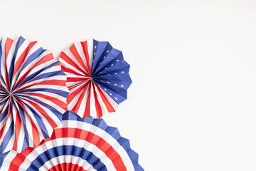 4th of July holiday banner design. USA theme paper fans. Independence, Memorial Day pinwheels