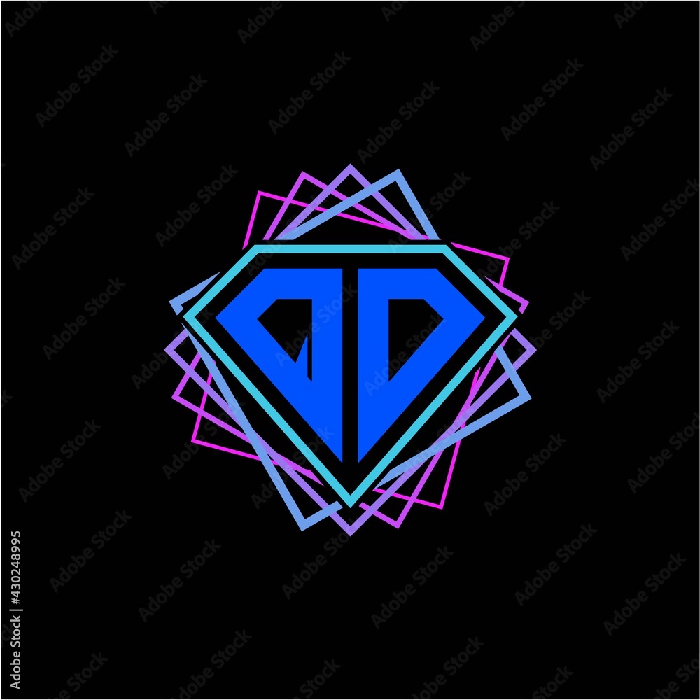 initial letter Q O with diamond design and square ornament as decoration initial letter Q O with diamond design and square ornament as decoration