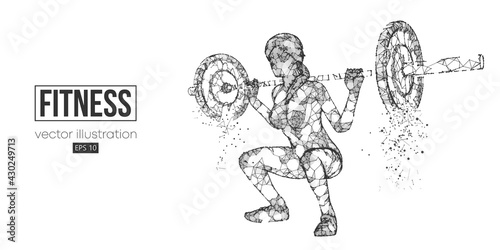 Abstract silhouette of a wireframe bodybuilder. Woman on the white background. Gym. Convenient organization of eps file. Vector illustration. Thanks for watching