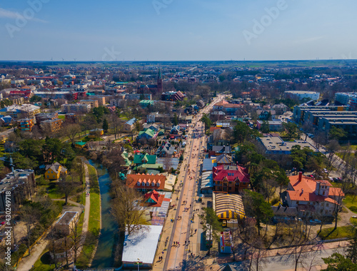 Aerial view of main pedestrian Basanavicius street in Palanga