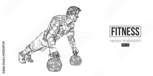 Abstract silhouette of a wireframe bodybuilder. Man on the white background. Gym. Convenient organization of eps file. Vector illustration. Thanks for watching