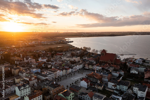 Obraz na płótnie aerial drone view on Puck Poland w salonie