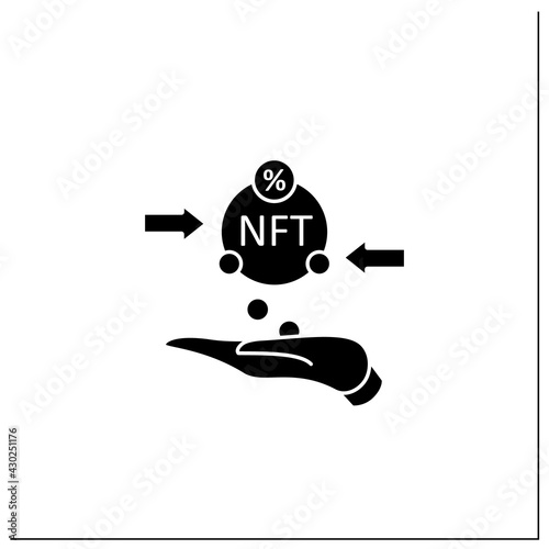 Transaction fees glyph icon. Customers electronic payment commissions. Taxication. Fixed fee charged for transaction.Digitalization concept.Filled flat sign. Isolated silhouette vector illustration