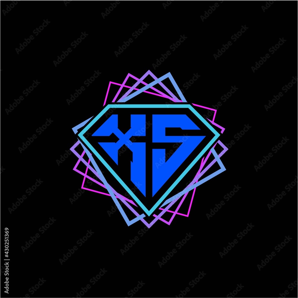 initial letter X S with diamond design and square ornament as decoration initial letter X S with diamond design and square ornament as decoration