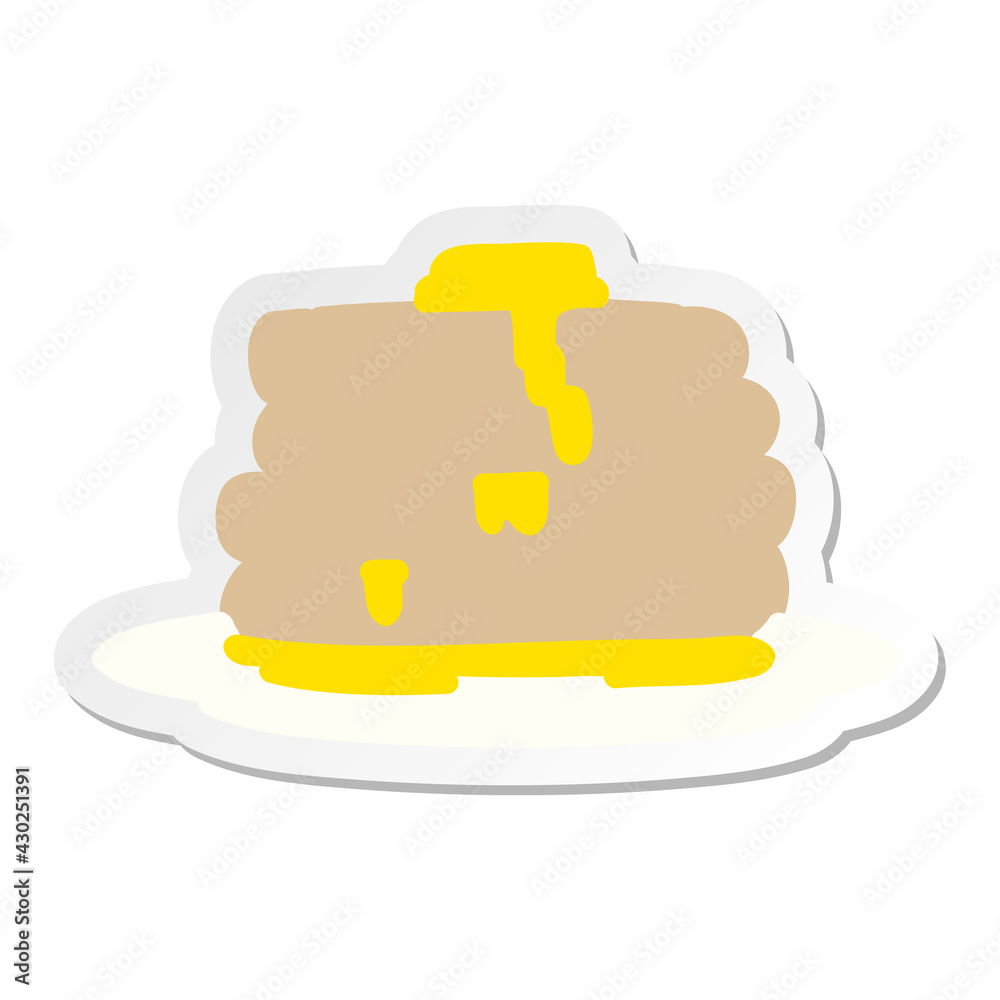 cartoon stack of pancakes with butter sticker cartoon stack of pancakes with butter sticker