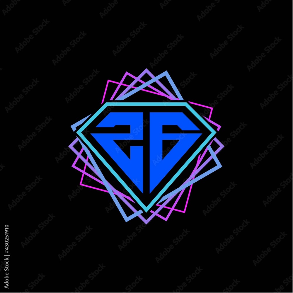 initial letter Z G with diamond design and square ornament as decoration initial letter Z G with diamond design and square ornament as decoration