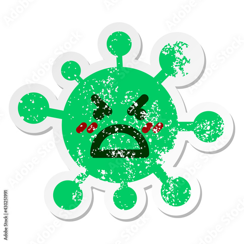 angry boss virus distressed sticker