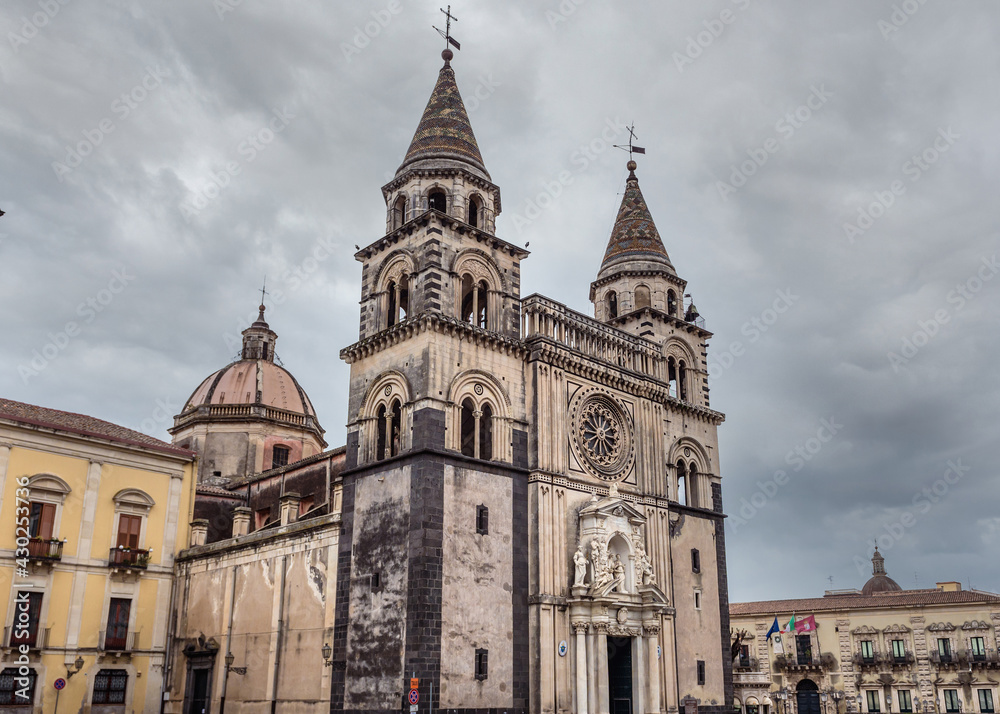 Cathedral of St Mary of Announcement in old town of Acireale city on Sicily Island, Italy