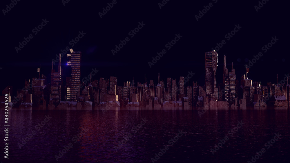 DÜSTERE SKYLINE | Abstrakte 3D Illustration