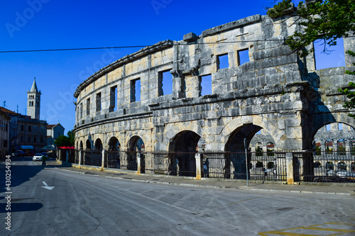 Ancient Roman amphitheater arena in Pula, one of the best preserved landmark of Croatia.