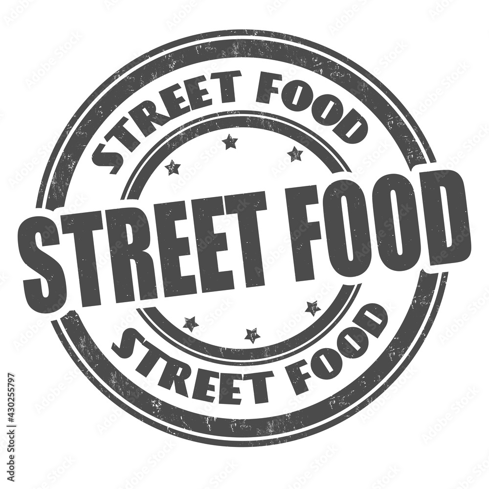 Street food grunge rubber stamp
