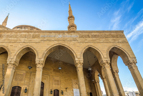 Exterior of Mohammad Al-Amin or simply Blue Mosque in Beirut, capital of Lebanon photo