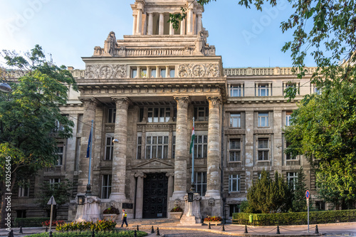 Photography Budapest, Hungary -August 29, 2019: majestic stone facade of the Court Building in Budapest, Hungary