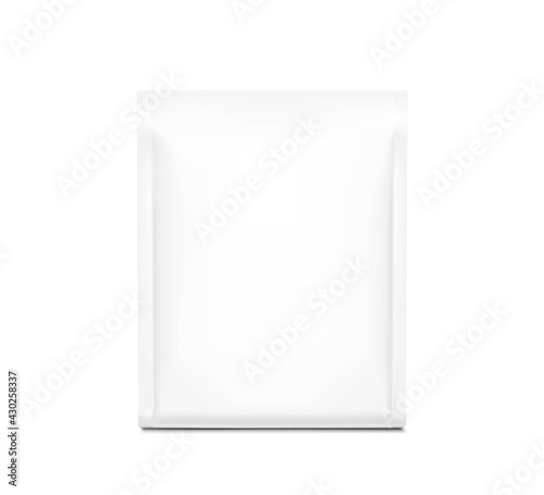 High realistic vertical bag with gasset mockup. Front view. Vector illustration isolated on white background. Ready for use in presentation, promo, advertising and more. EPS10.	