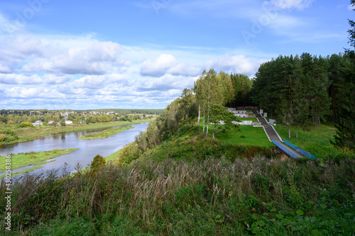 Photography View of the Volga River and the mass grave of Soviet soldiers on Moscow Mountain