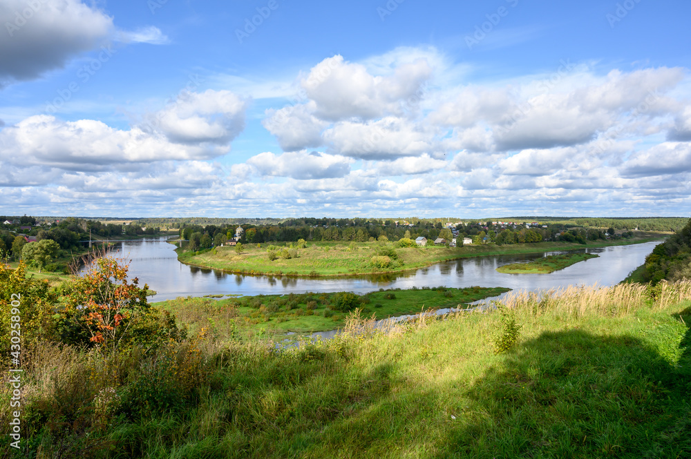 View of the Volga River, Zubtsov, Tver region, Russian Federation, September 19, 2020 View of the Volga River, Zubtsov, Tver region, Russian Federation, September 19, 2020