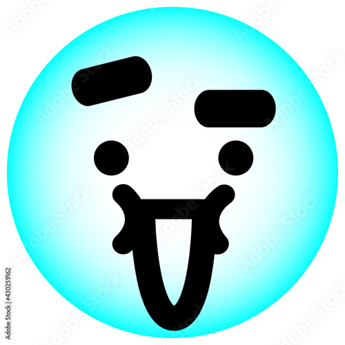 happy face raising eyebrow circle
