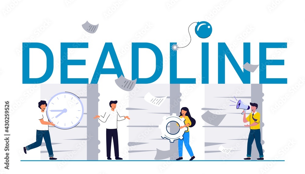 Deadline office work Stress in the office Rush work Unorganised management Deadline businessman Stressed and chaos Business Fatigue and bureaucracy vector illustration concept Deadline office work Stress in the office Rush work Unorganised management Deadline businessman Stressed and chaos Business Fatigue and bureaucracy vector illustration concept