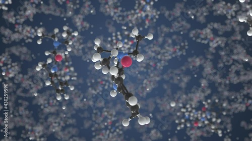 Lidocaine molecule. Molecular model. Looping seamless 3d animation photo