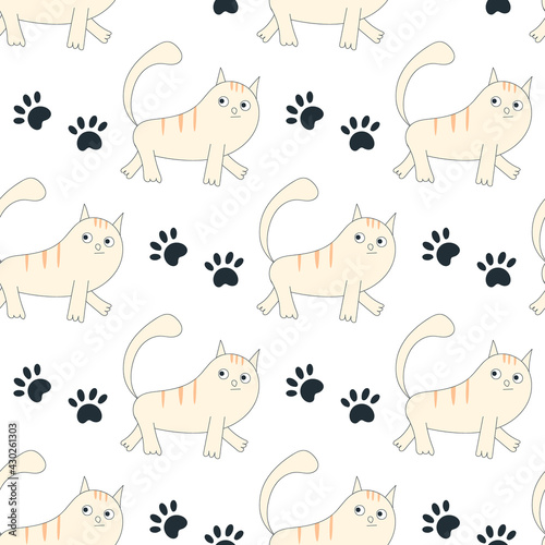 Fototapeta Naklejka Na Ścianę i Meble -  Seamless pattern with cute cats. Vector illustration