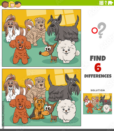 differences educational game with cartoon purebred dogs photo