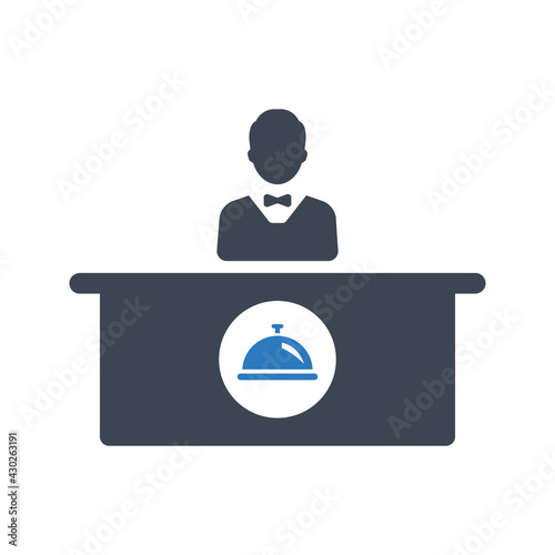 Hotel reception desk icon