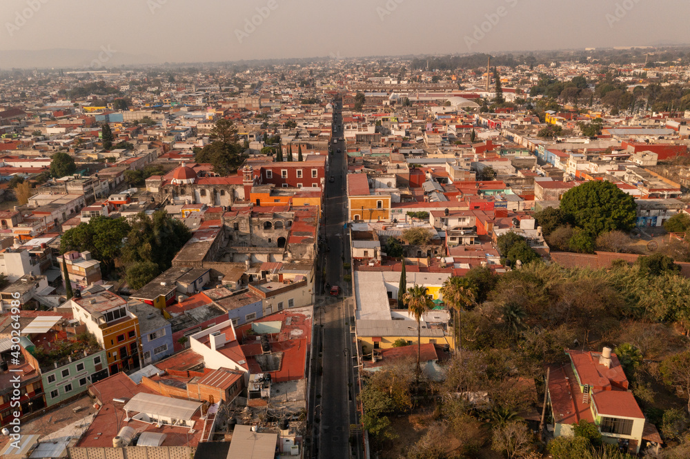Vista áerea de las calles de Atlixco Puebla