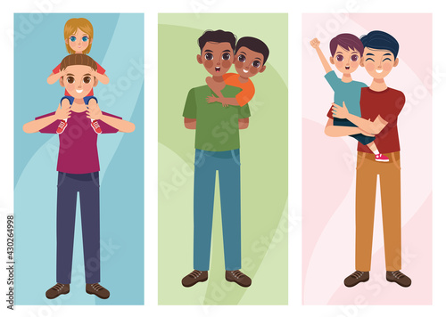 three fathers and kids