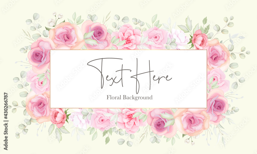 Floral background with soft flower and leaves design