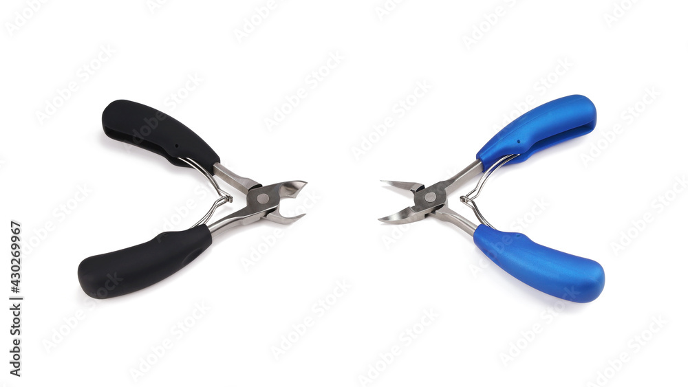 Fototapeta premium Tools for pedicure, trim nail, isolated on white background