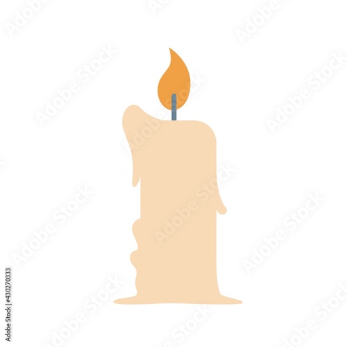 Vintage magic boho paraffin or wax candle isolated on white background. Vector flat illustration. Design for tarot card, christmas eve, astrology print