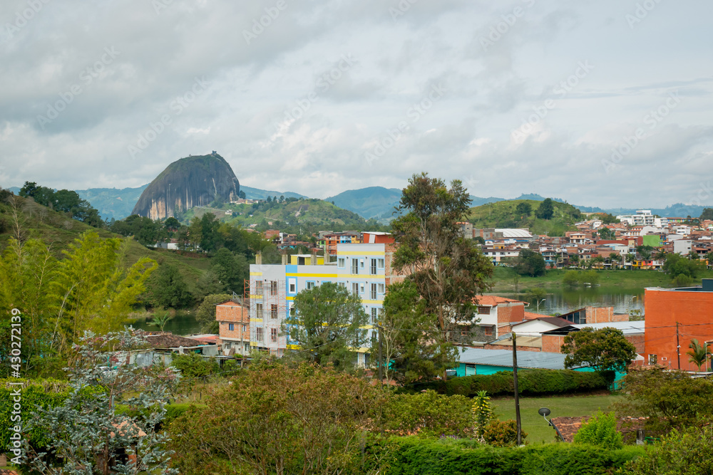 View of the Stone (the Guatape Peñol) from the Countryside in Antioquia, Colombia