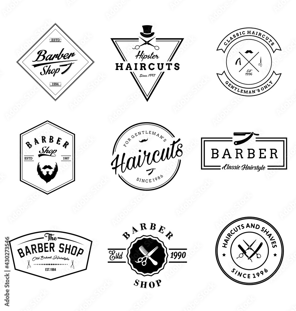 Obraz premium Set of Vintage Barber Shop Badges