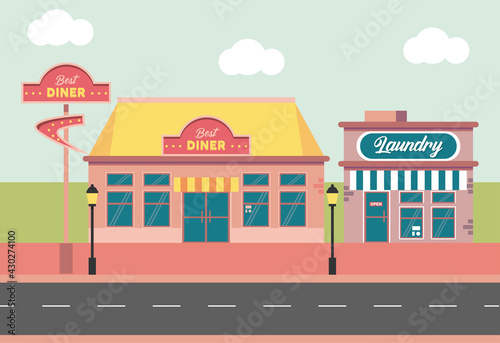 laundry and restaurant