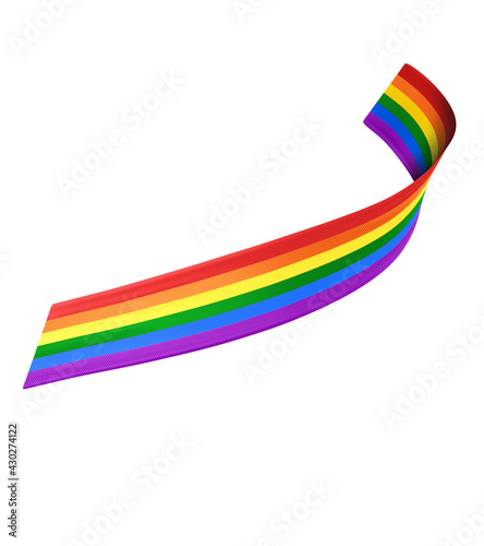 3D rendering colorful pride day ribbon for composition
