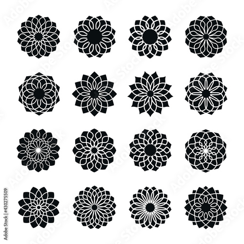 Abstract Flower Vector Icon Set