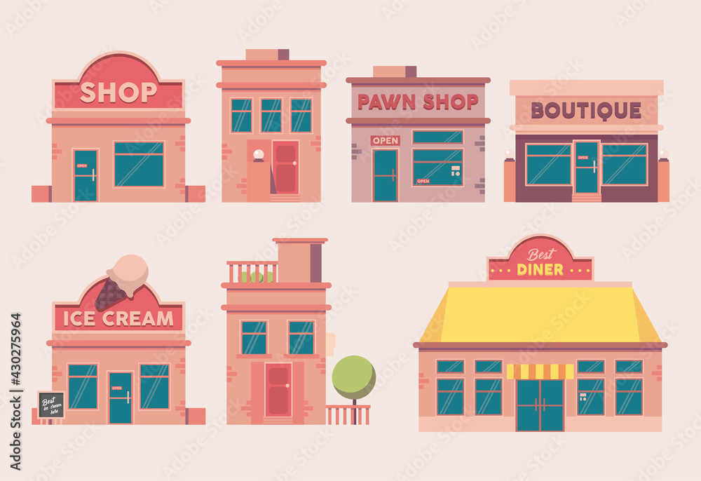 seven buildings facades seven buildings facades