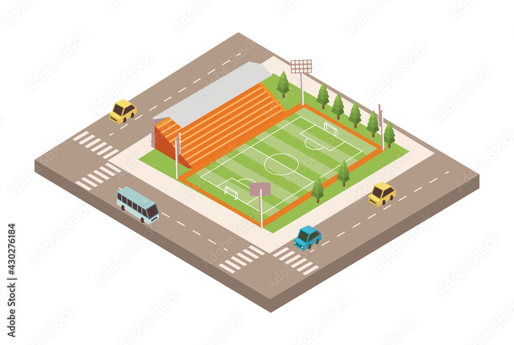 Obraz premium soccer field with road