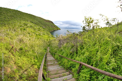 Slika na platnu Boardwalk around the top of a crater in Tagus Cove, Isabela Island, Galapagos, E