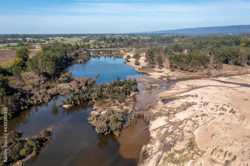 Drone aerial photograph of the Nepean River in the Hawkesbury in regional Australia